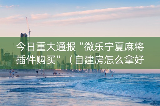 今日重大通报“微乐宁夏麻将插件购买”（自建房怎么拿好牌)