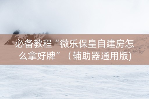 必备教程“微乐保皇自建房怎么拿好牌”（辅助器通用版)