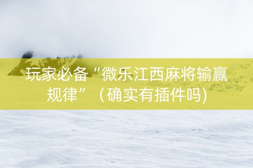 玩家必备“微乐江西麻将输赢规律”（确实有插件吗)