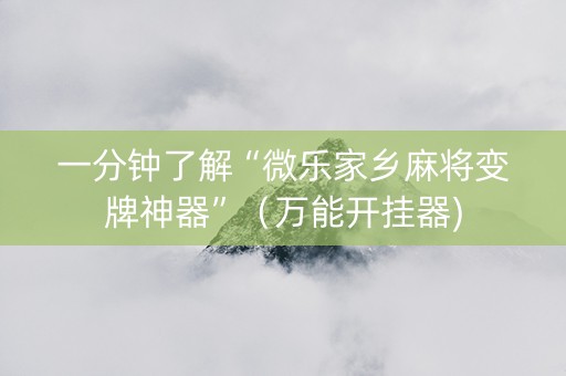 一分钟了解“微乐家乡麻将变牌神器”（万能开挂器)
