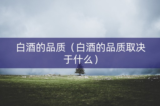 白酒的品质（白酒的品质取决于什么）