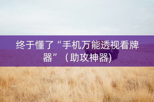 终于懂了“手机万能透视看牌器”（助攻神器)