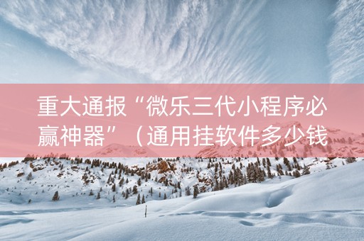 重大通报“微乐三代小程序必赢神器”（通用挂软件多少钱)