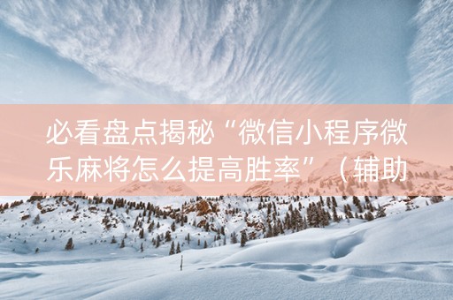 必看盘点揭秘“微信小程序微乐麻将怎么提高胜率”（辅助器通用版)