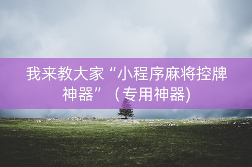 我来教大家“小程序麻将控牌神器”（专用神器)