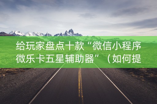 给玩家盘点十款“微信小程序微乐卡五星辅助器”（如何提高胜率)