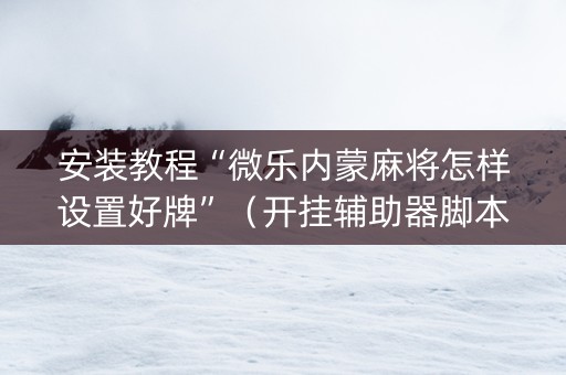 安装教程“微乐内蒙麻将怎样设置好牌”（开挂辅助器脚本)