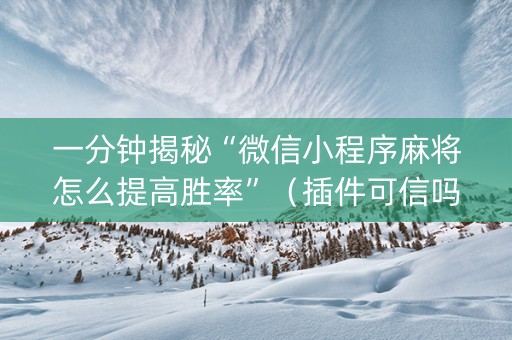 一分钟揭秘“微信小程序麻将怎么提高胜率”（插件可信吗)
