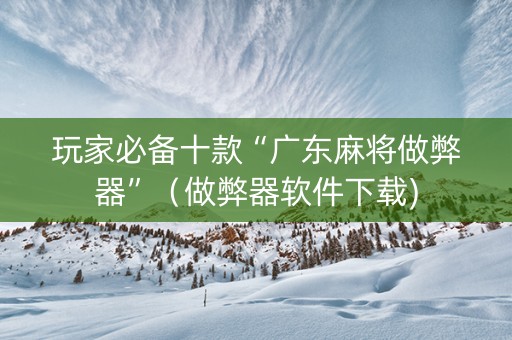 玩家必备十款“广东麻将做弊器”（做弊器软件下载)