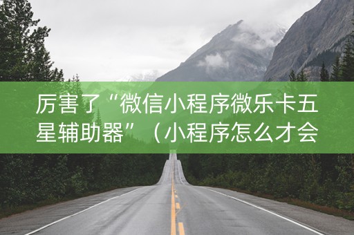 厉害了“微信小程序微乐卡五星辅助器”（小程序怎么才会赢)