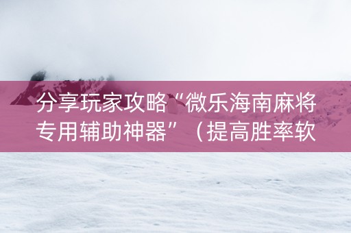 分享玩家攻略“微乐海南麻将专用辅助神器”（提高胜率软件)