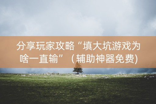 分享玩家攻略“填大坑游戏为啥一直输”（辅助神器免费)