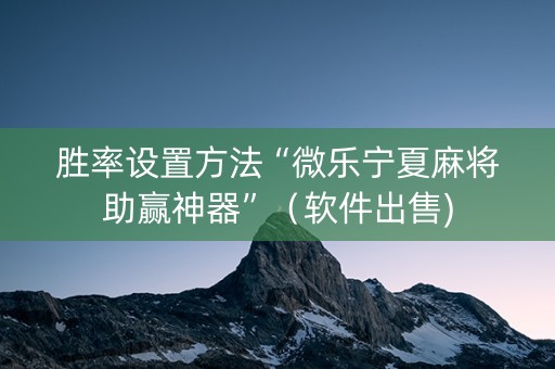 胜率设置方法“微乐宁夏麻将助赢神器”（软件出售)