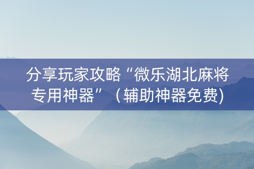 分享玩家攻略“微乐湖北麻将专用神器”（辅助神器免费)