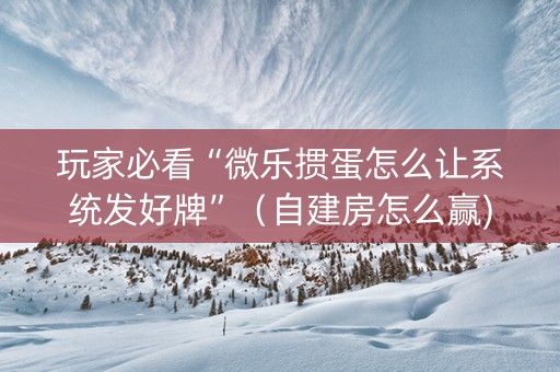 玩家必看“微乐掼蛋怎么让系统发好牌”（自建房怎么赢)