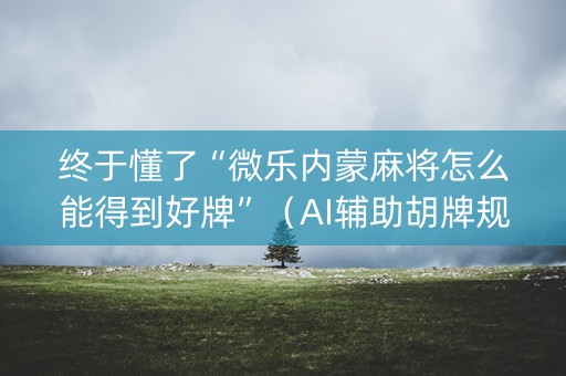 终于懂了“微乐内蒙麻将怎么能得到好牌”（AI辅助胡牌规则)