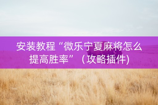 安装教程“微乐宁夏麻将怎么提高胜率”（攻略插件)