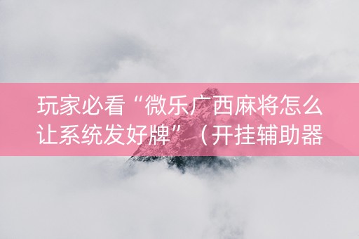 玩家必看“微乐广西麻将怎么让系统发好牌”（开挂辅助器插件)