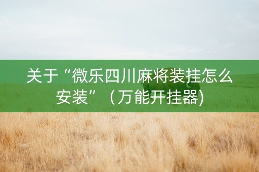 关于“微乐四川麻将装挂怎么安装”（万能开挂器)