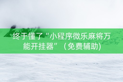 终于懂了“小程序微乐麻将万能开挂器”（免费辅助)