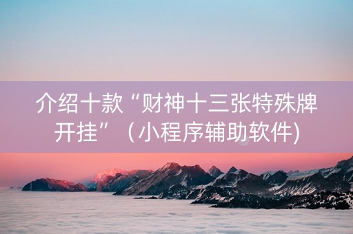 介绍十款“财神十三张特殊牌开挂”（小程序辅助软件)