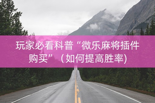 玩家必看科普“微乐麻将插件购买”（如何提高胜率)