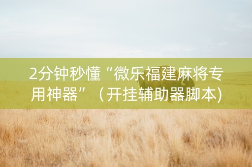 2分钟秒懂“微乐福建麻将专用神器”（开挂辅助器脚本)