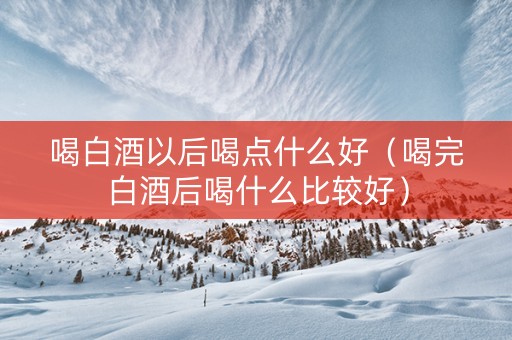 喝白酒以后喝点什么好（喝完白酒后喝什么比较好）