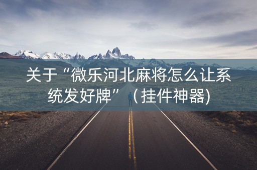 关于“微乐河北麻将怎么让系统发好牌”（挂件神器)