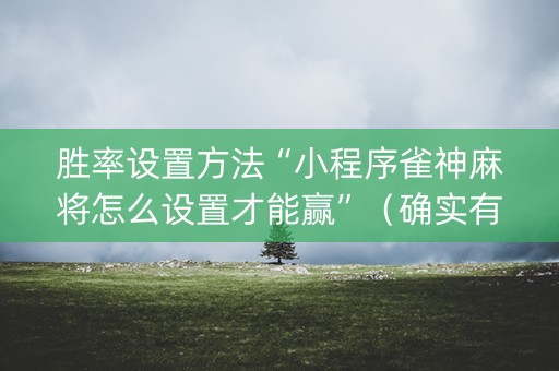 胜率设置方法“小程序雀神麻将怎么设置才能赢”（确实有插件吗)