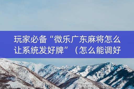 玩家必备“微乐广东麻将怎么让系统发好牌”（怎么能调好牌)