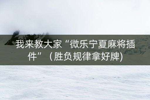 我来教大家“微乐宁夏麻将插件”（胜负规律拿好牌)