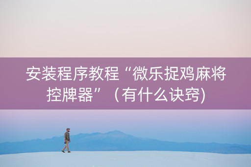 安装程序教程“微乐捉鸡麻将控牌器”（有什么诀窍)