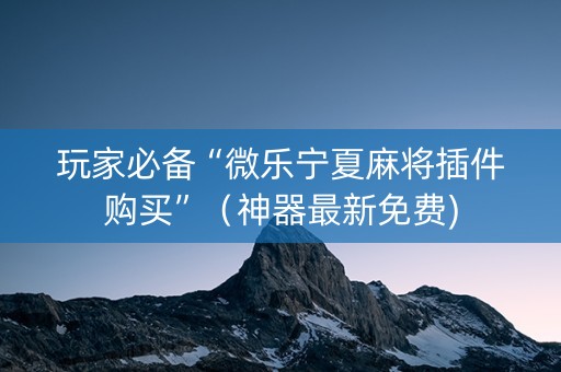 玩家必备“微乐宁夏麻将插件购买”（神器最新免费)