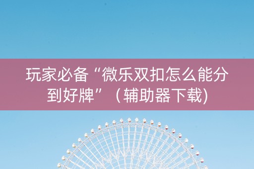玩家必备“微乐双扣怎么能分到好牌”（辅助器下载)