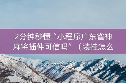 2分钟秒懂“小程序广东雀神麻将插件可信吗”（装挂怎么安装)