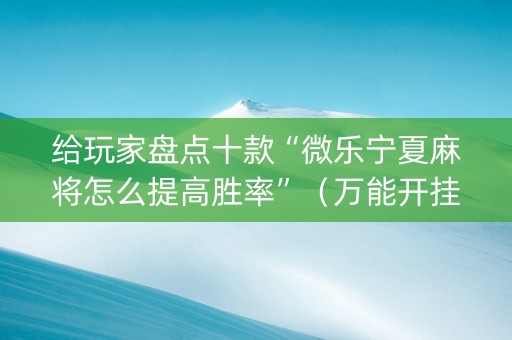 给玩家盘点十款“微乐宁夏麻将怎么提高胜率”（万能开挂器)