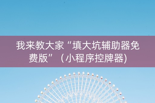 我来教大家“填大坑辅助器免费版”（小程序控牌器)