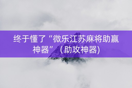 终于懂了“微乐江苏麻将助赢神器”（助攻神器)