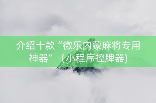 介绍十款“微乐内蒙麻将专用神器”（小程序控牌器)