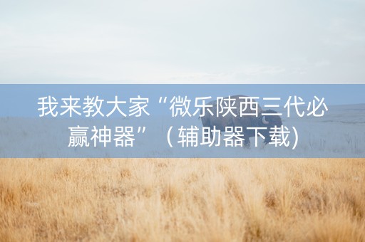 我来教大家“微乐陕西三代必赢神器”（辅助器下载)
