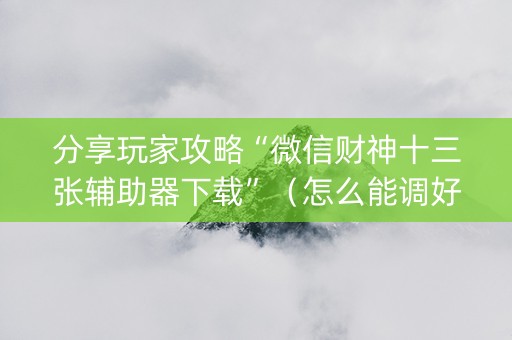 分享玩家攻略“微信财神十三张辅助器下载”（怎么能调好牌)