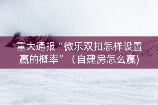 重大通报“微乐双扣怎样设置赢的概率”（自建房怎么赢)