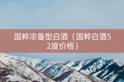 国粹浓备型白酒（国粹白酒52度价格）