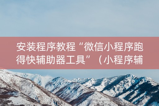 安装程序教程“微信小程序跑得快辅助器工具”（小程序辅助软件)