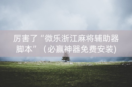 厉害了“微乐浙江麻将辅助器脚本”（必赢神器免费安装)