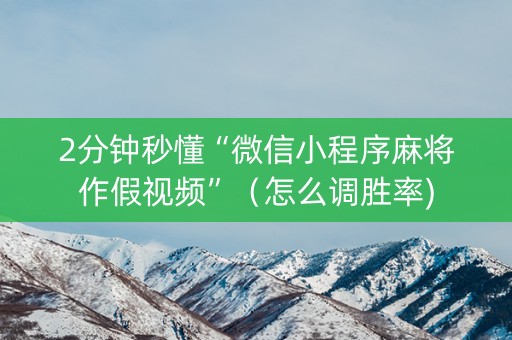 2分钟秒懂“微信小程序麻将作假视频”（怎么调胜率)
