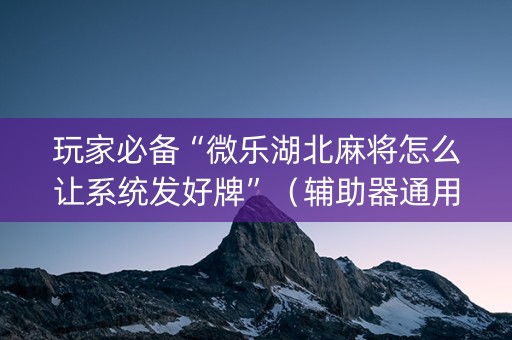 玩家必备“微乐湖北麻将怎么让系统发好牌”（辅助器通用版)
