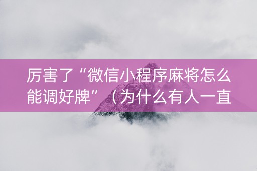 厉害了“微信小程序麻将怎么能调好牌”（为什么有人一直赢)
