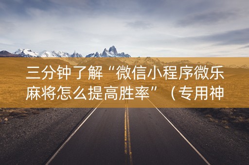 三分钟了解“微信小程序微乐麻将怎么提高胜率”（专用神器)